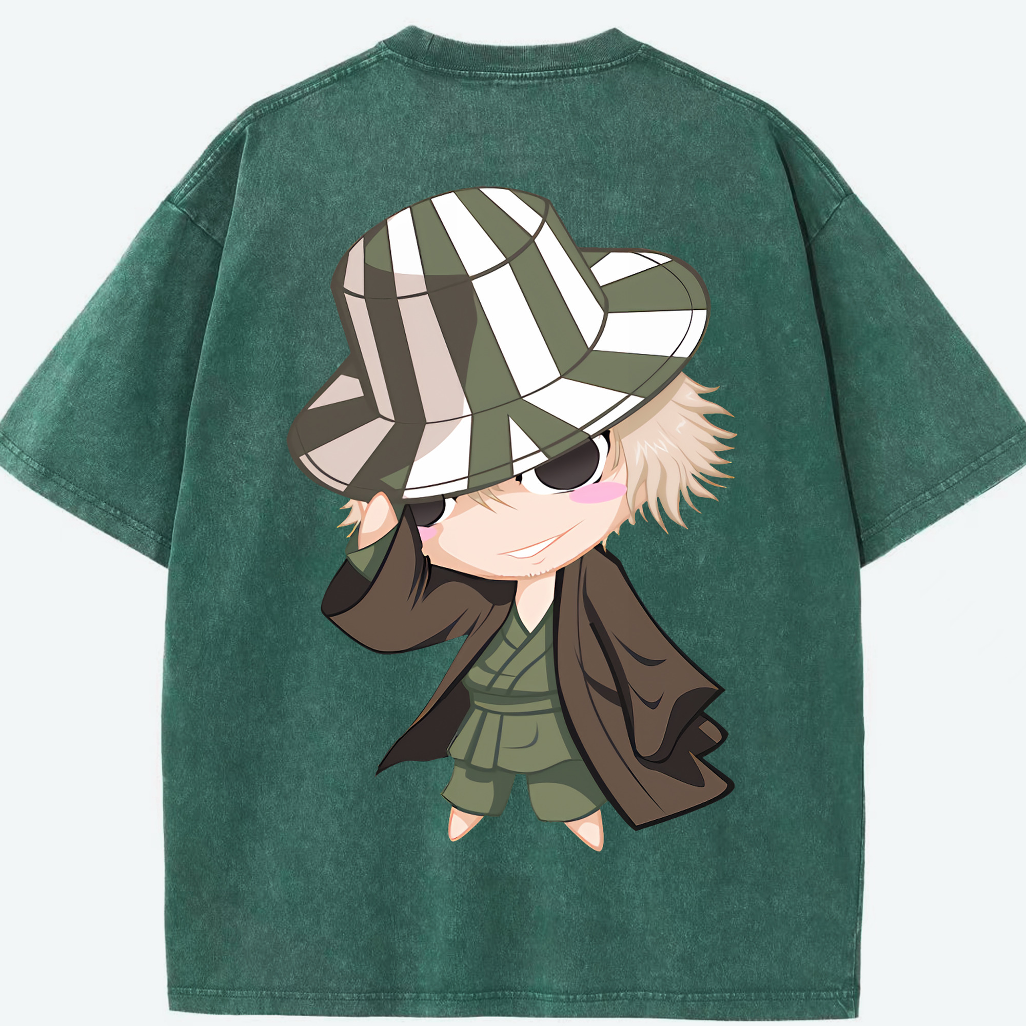 （画像用） "ブリーチ 浦原 喜助（うらはら きすけ） BLEACH Urahara Kisuke " 綿100% ヴィンテージ風 半袖Tシャツ（背面プリント）